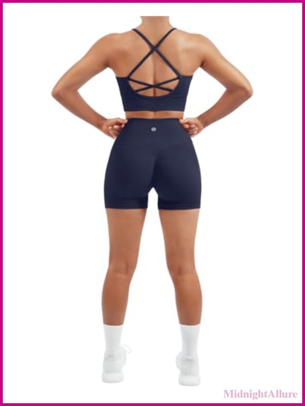 Seamless 2 Piece Workout Set Criss Cross Sports Bra High Waist Booty Shorts